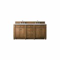 James Martin Vanities Bristol 72in Double Vanity, Saddle Brown w/ 3 CM Eternal Jasmine Pearl Quartz Top 157-V72-SBR-3EJP